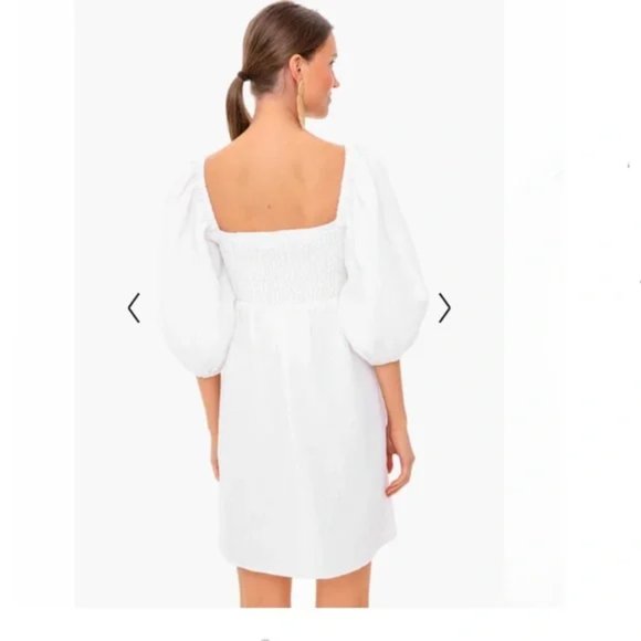 Tuckernuck Smocked Dress 100% Linen Puff Sleeves White Small S, Large L NWOT New - Picture 4 of 14